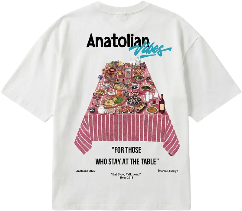 Anatolian Vibes baskılı beyaz oversize tişört, ürün fotoğrafı